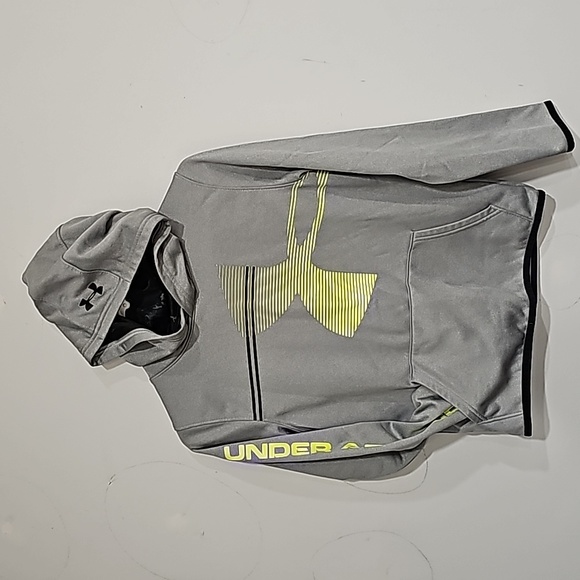 Boys Large Under Armour Cold Gear Grey & Volt Green Hoodie - Picture 1 of 2